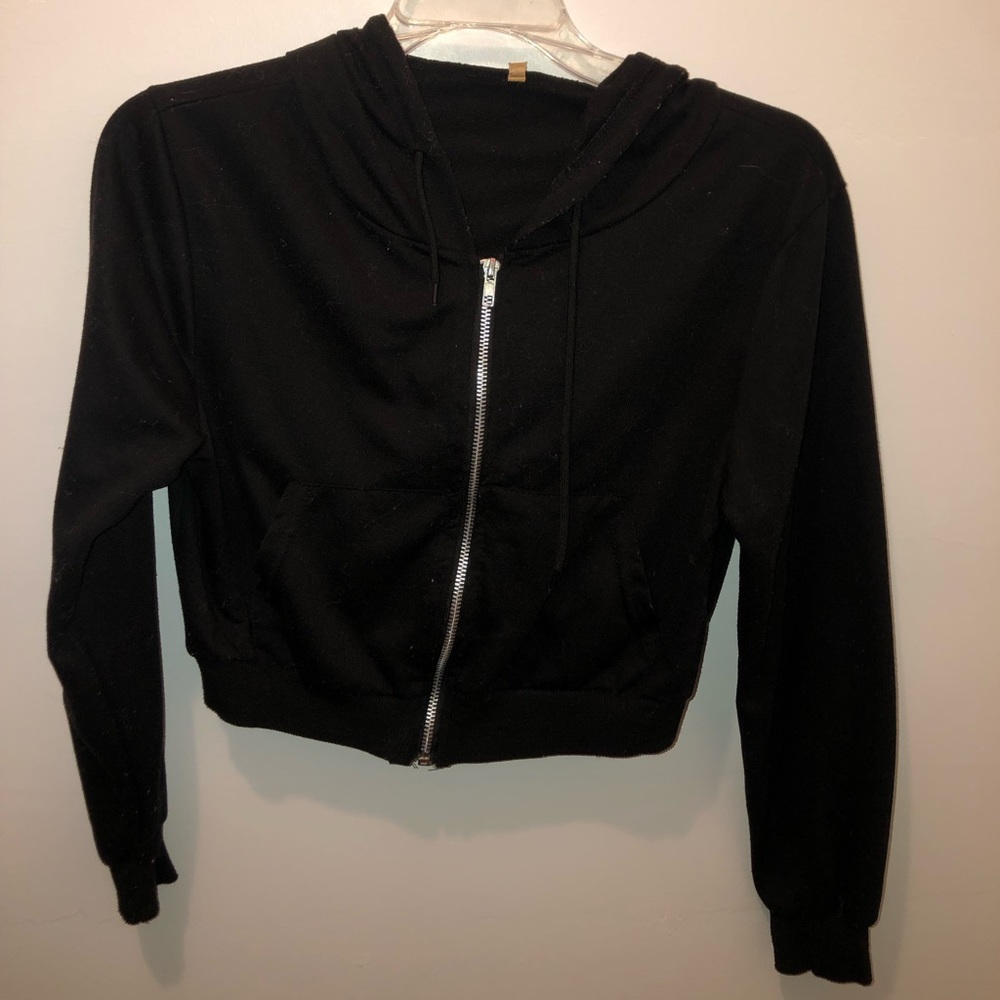 cropped zip up jacket.